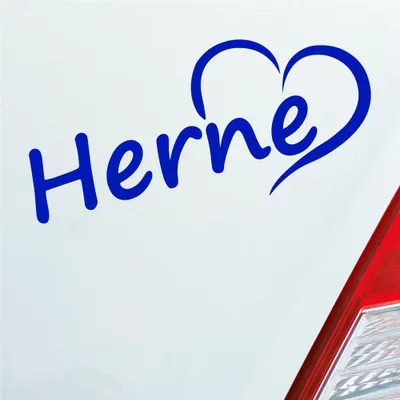 Produktbild von Auto Aufkleber Herne Herz Stadt City Liebe Love Heimat 18x8 cm Dunkelblau Sticker Heckscheibenaufkleber