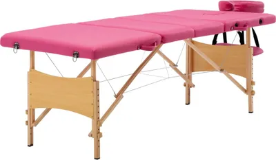 Image de vidaXL Table de massage pliante 4 zones avec châssis en bois rose