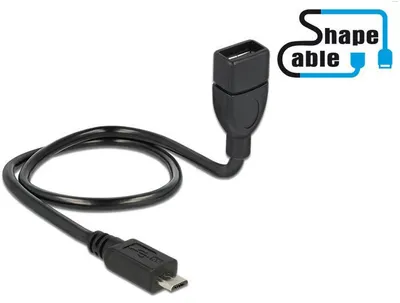 Produktbild von DeLOCK 0.5m, USB2.0 Micro-B/USB2.0-A, 0,5 m, Micro-USB B, USB A, USB 2.0, Männlich/Weiblich, Schwarz