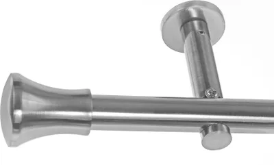 Produktbild von BASIT® Gardinenstange Set Edelstahl Look Metall Ø 19mm zur Wandbefestigung 1-lauf Knauf, Länge wählbar H19E62