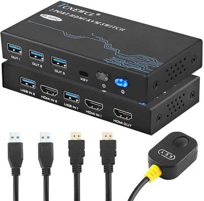 Productafbeelding van 8K HDMI KVM Switch voor 2 PC's met 1 Monitor - Slechts 60Hz, HDR & Dolby Audio Ondersteuning