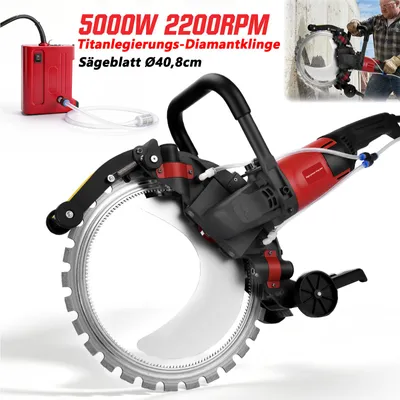 Zdjęcie produktu dla Piła do betonu o mocy 5000 W, elektryczna przecinarka do betonu z pompą wodną, Ø 408 mm, 2200 obr./min, tarcza diamentowa, maszyna do cięcia ścian, rur i podłóg