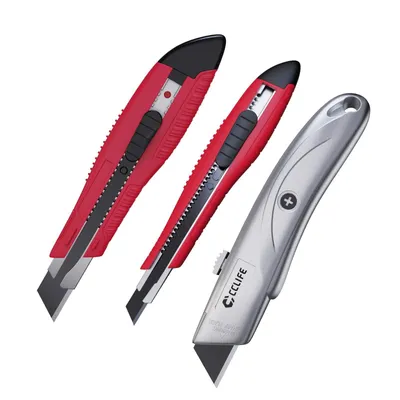Produktbild von Universalmesser Set 6-teilig – 3 Cuttermesser + 3 Ersatzklingen-Sets – Für Haushalt, Hobby & We