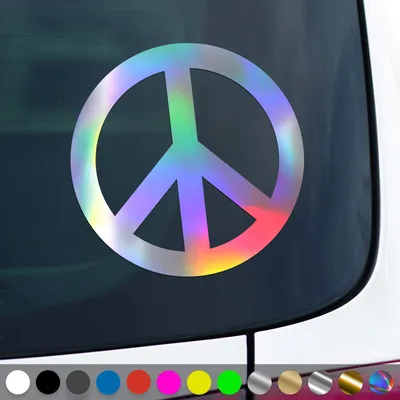 Produktbild von PantherPixel Peace Aufkleber Symbol Frieden Zeichen Love Sticker Auto Geschenkidee Farbe Oilslick-Hologramm
