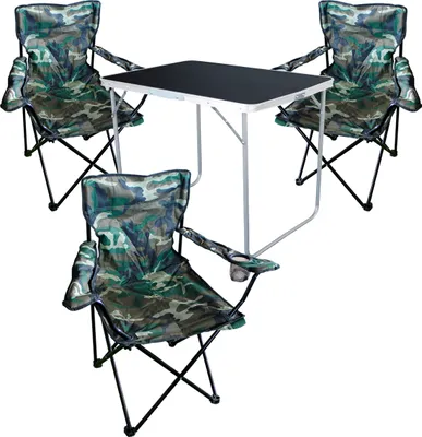 Produktbild von 4-tlg Camping Set Gartenmöbel Campingtisch 3 Campingstuhl Klappstuhl
