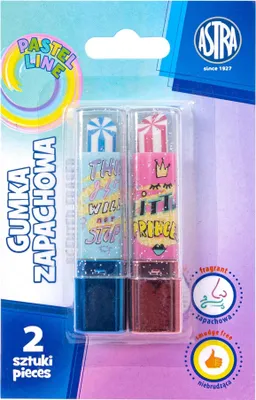 Zdjęcie produktu dla Gumka zapachowa szminka 2 szt blister Astra