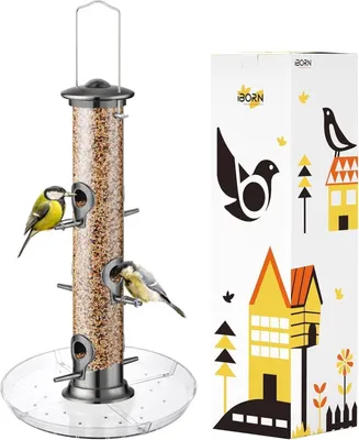 Obrázok produktu pre Krmítko pre vtáky Kovová kŕmna stanica pre voľne žijúce vtáky 38 cm čierna