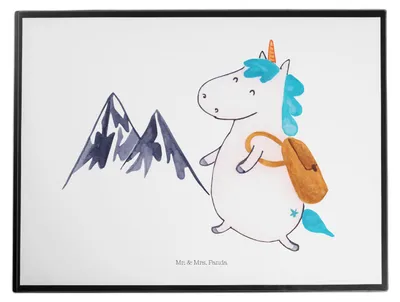 Produktbild von Mr. & Mrs. Panda tischschutz Einhorn Bergsteiger - Weiß - Geschenk, tischmatten, Urlaub, malunterlage, schreibtischauflagen, tischpad, Unicorn, Weltenbummler, Berge
