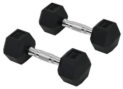 Produktbild von HOMCOM Hexagon Hantelset 2x5kg Gusseisen gerändelter Griff Fitnessstudio