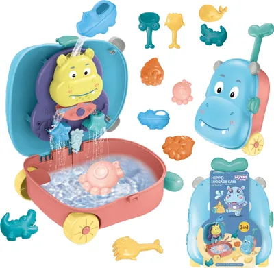 Produktbild von WOOPIE Sand Set 3in1 Nilpferd-Koffer + Wasserspielzeug