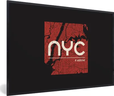 Produktbild von MuchoWow® MuchoWow® Gerahmtes Poster New York - Rot - Weiß 30x20 cm - Poster mit zchwarzem Bilderrahmen - Kunstdruck - Bild-Poster