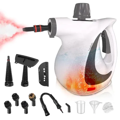 Produktbild von Dampfreiniger, 1300W Handdampfreiniger, tragbarer Dampfgarer, mit 12 Zubehörteilen, zum Entfernen von Schmutz und Fett, für Küchenmöbel, Badezimmer