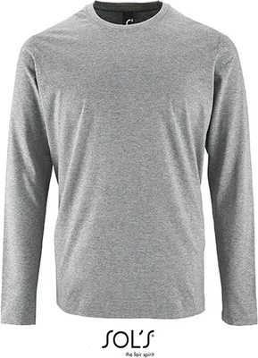 Obrázok produktu pre SOLs 02074 | Pánske tričko s dlhým rukávom Imperial - Farba: Grey Melange - Veľkosť: XS