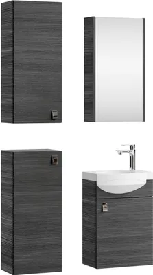 Produktbild von Planetmöbel Badmöbel-Set Waschtisch mit Unterschrank 40cm, Spiegelschrank 40 cm & 2X Midischränke Anthrazit
