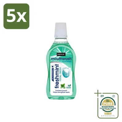 Zdjęcie produktu dla 5 sztuk płynu do płukania ust Sence Freshmint - świeży miętowy smak - 500 ml - zestaw ekonomiczny