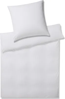 Produktbild von elegante Mako-Jersey-Bettwäsche-Garnitur Solid Stripe Farbe Weiß Größe 140x220+70x90cm