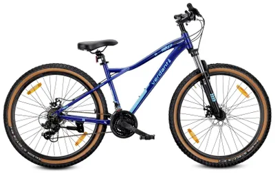 Productafbeelding van MTB, 27,5-inch mountainbike, 21 versnellingen, aluminium, lichtgewicht, met vering, Shimano schijfremmen, framemaat M, 17 inch, kleur: Verdant Shred, blauw