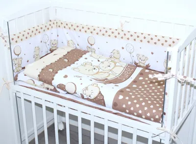 Produktbild von Baby Bettwäsche für Beistellbett 40x90cm Set mit Nestchen Spannbettlaken 6 teilig - D21 - Sweet Braun