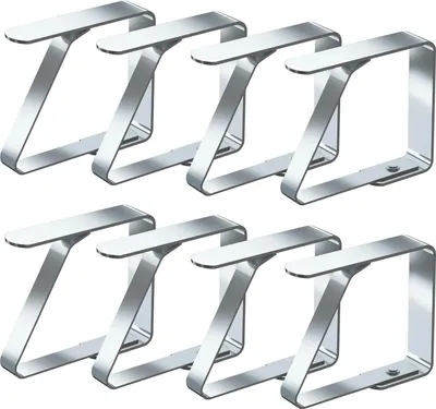 Produktbild von 8-teiliges Set Tischdeckenklammern, Edelstahl, rutschfest, geeignet für Tischplatten mit einer Dicke von 1-3 cm (klein x 8 Stück)