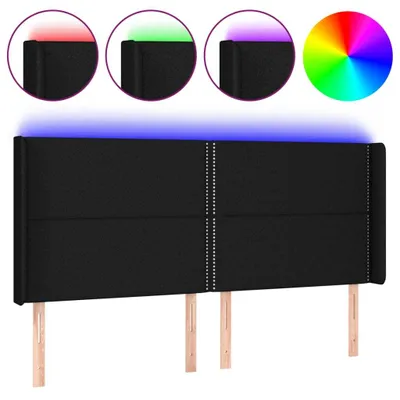 Produktbild von vidaXL LED Kopfteil Schwarz 163x16x118/128 cm Stoff