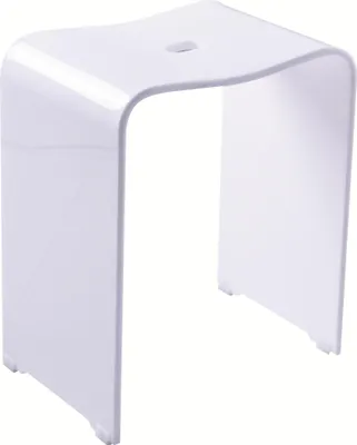 A white shower stool on a white background.