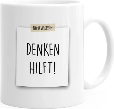 Produktbild von Denken hilft Kaffee-Tasse MoonWorks® weiß unisize