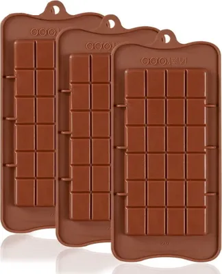 Produktbild von 3 Stück Silikon Schokoladenform für Schokoladentafel Silikonform 72 Schokoladenstückchen brechbare Form Schokoriegel Schokoladenriegel