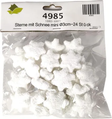 Produktbild von Sterne mit Schnee mini Ø3cm Streudeko - 24 Stück - Weihnachtssterne