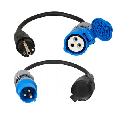 Produktbild von CEE Adapter 2er Set Stromadapter Camping Caravan CEE Stecker Schuko Steckdose CEE 1,5m