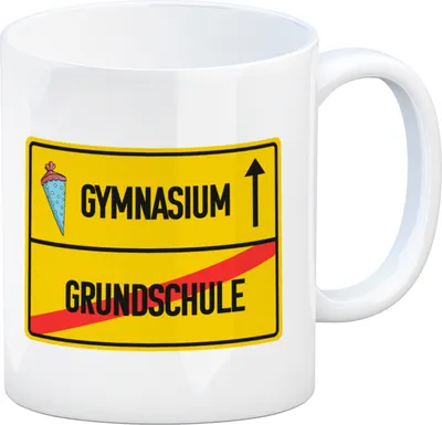 Produktbild von Gymnasium Ortsschild Kaffeebecher zur Einschulung
