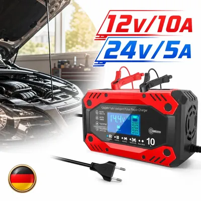 Produktbild von Smart Autobatterie Ladegerät 12V/24V 10A Intelligentes Batterieladegerät KFZ