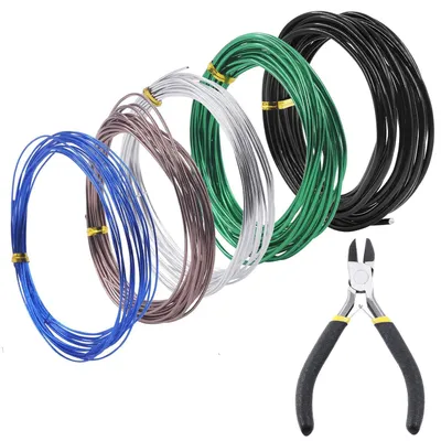 Productafbeelding van 6pcs 5 maten 0,8/1 / 1,5/2 / 3 mm Bonsai Training Wire 82 voeten Totaal met draadsnijder, Aluminium draad Bonsai Tool Kit