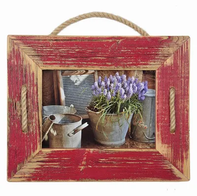 Immagine prodotto di Mein Landhaus Schnurrahmen Singel 13x18 cm rosso Bloody in legno riciclato formato orizzontale