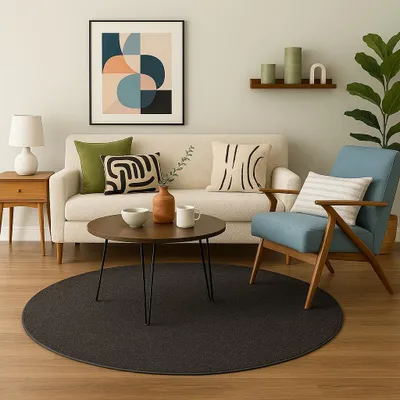 Produktbild von Hochflor Velours Teppich Mona Anthrazit Rund, Größe:400 cm Rund