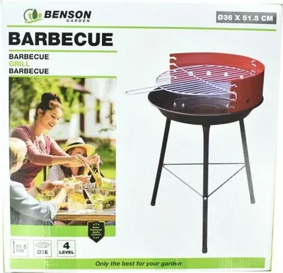 Produktbild von Standgrill H: 51,5 cm 36cm Grillrost mit 4 einstellbare Höhen und Windfangblech