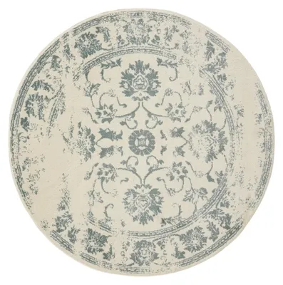 Zdjęcie produktu dla benuta Dywan vintage do salonu Suki kremowo-miętowy ø 160 cm okrągły Dywan do salonu Sypialnia miękki orientalny