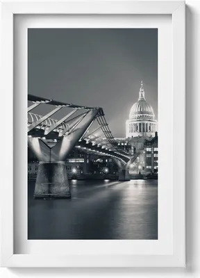 Produktbild von Schwarz-weiße Stadtlandschaft– Wandbild mit Rahmen – Gerahmtes Bild  – Wanddekoration – 20x30 cm – Weiß