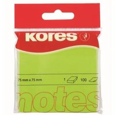 Obrázek produktu pro Kores blok samolepicí 75 x 75 mm/100 zelený neon