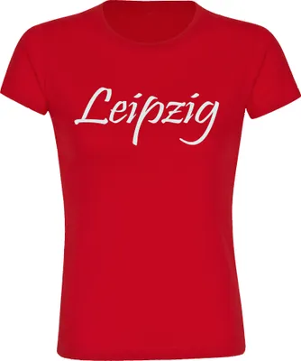 Produktbild von multifanshop Damen T-Shirt - Leipzig - Schriftzug, rot, Größe L