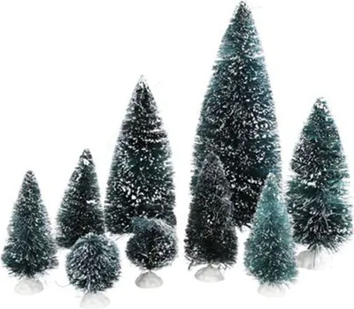 Image de Sapins de décoration Set de 9 sapins enneigés Sapin de Noël Décoration de table