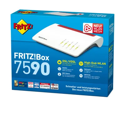 Produktbild von FRITZ!Box 7590 router bezprzewodowy Gigabit Ethernet Dual-band (2.4 GHz/5 GHz) Szary, Czerwony, Biały