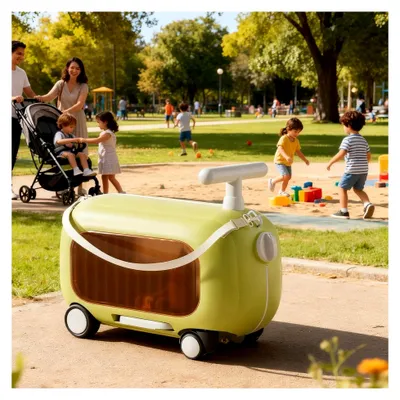 Produktbild von Kinderkoffer zum Draufsitzen, kompakt, geräumig mit Universalrollen, Kinderkoffer, Gepäckstück für von 2-6 Jahren, GrÜn