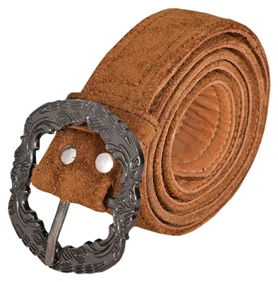 Vorderansicht des traditionellen Herrengürtels in Kastanienbraun aus edlem Premium-Rindsleder mit traditioneller Metallschnalle. Meisterhaft in Deutschland gefertigt für zeitlosen Stil und hohen Tragekomfort.
