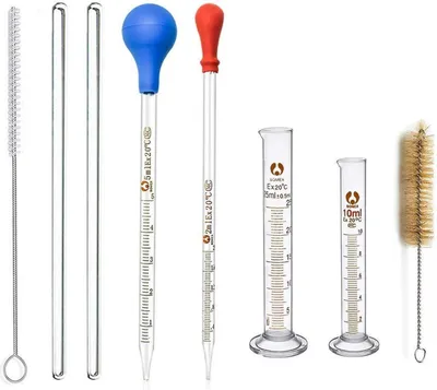 Obrázek produktu pro Sada skleněných pipet, velké silikagelové odměrné pipety 2 ml 5 ml, skleněné odměrné válce 10 ml 25 ml