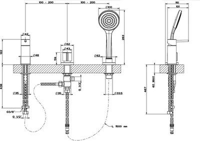 Produktbild von GESSI 3-Loch-Wannenrand Dreiloch-Wannenrandbatterie chrom