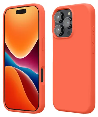 Produktbild von kwmobile Handyhülle für iPhone 16 Pro Max Hülle, für iPhone 16 Pro Max Case - Hülle Silikon - kabelloses Laden - Leuchtende Koralle
