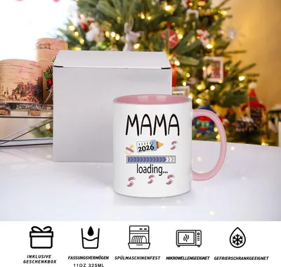 Dailygoods - Tasse Mama 2026 Loading - Geschenk für werdende Mütter - Keramiktasse - Geschenk für schwangere Frauen