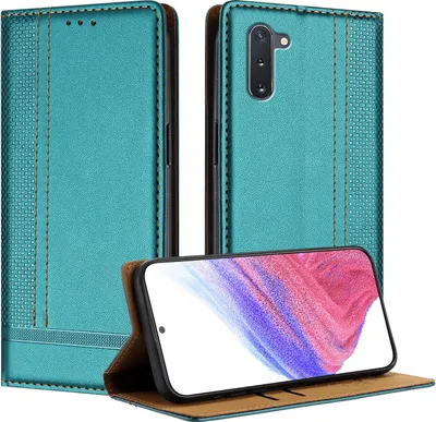 Produktbild von Handyhülle für Samsung Galaxy Note 10 Leder Flip Klappbare Schutzhülle mit Standfunktion Grün