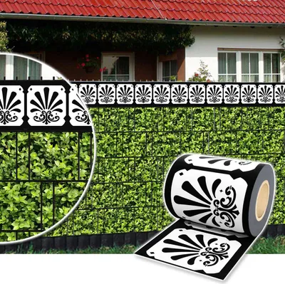 Produktbild von Sichtschutz Rolle 35m blickdicht PVC Zaunfolie Sichtschutzfolie Windschutz für Doppelstabmatten Zaun Sichtschutzrolle - Zierstreifen-Ornament
