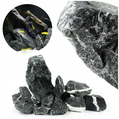 Immagine prodotto di Pietre per acquario Dark Rock 10 kg, rocce decorative per acquario Malawi e Tanganika, decorazioni naturali per acquario